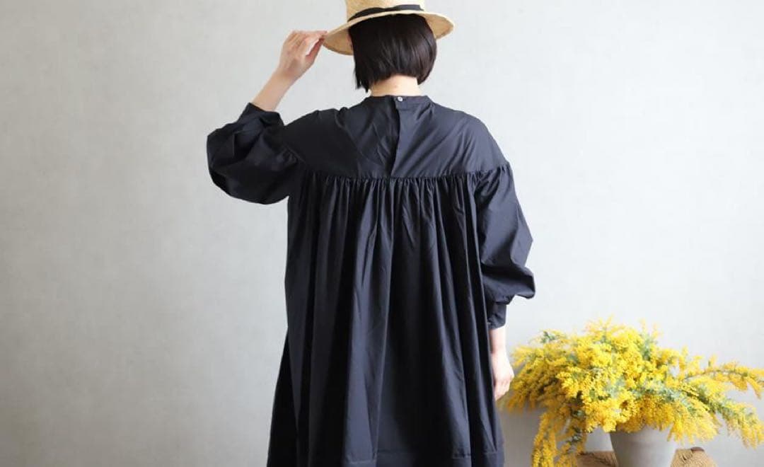 veritecoeur ハイウエストギャザーワンピース　VC-2138 ブラック