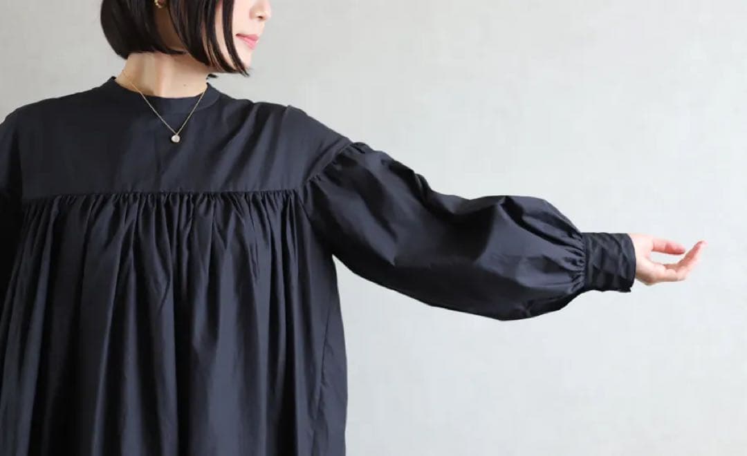 veritecoeur ハイウエストギャザーワンピース　VC-2138 ブラック