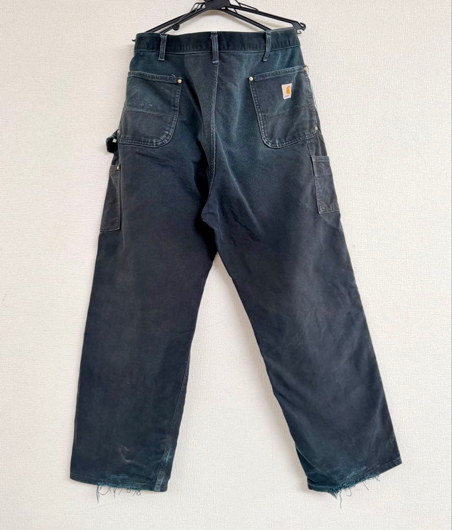 超スペシャル 42X30 W42 カーハート ダブルニー パンツ ブラック 黒