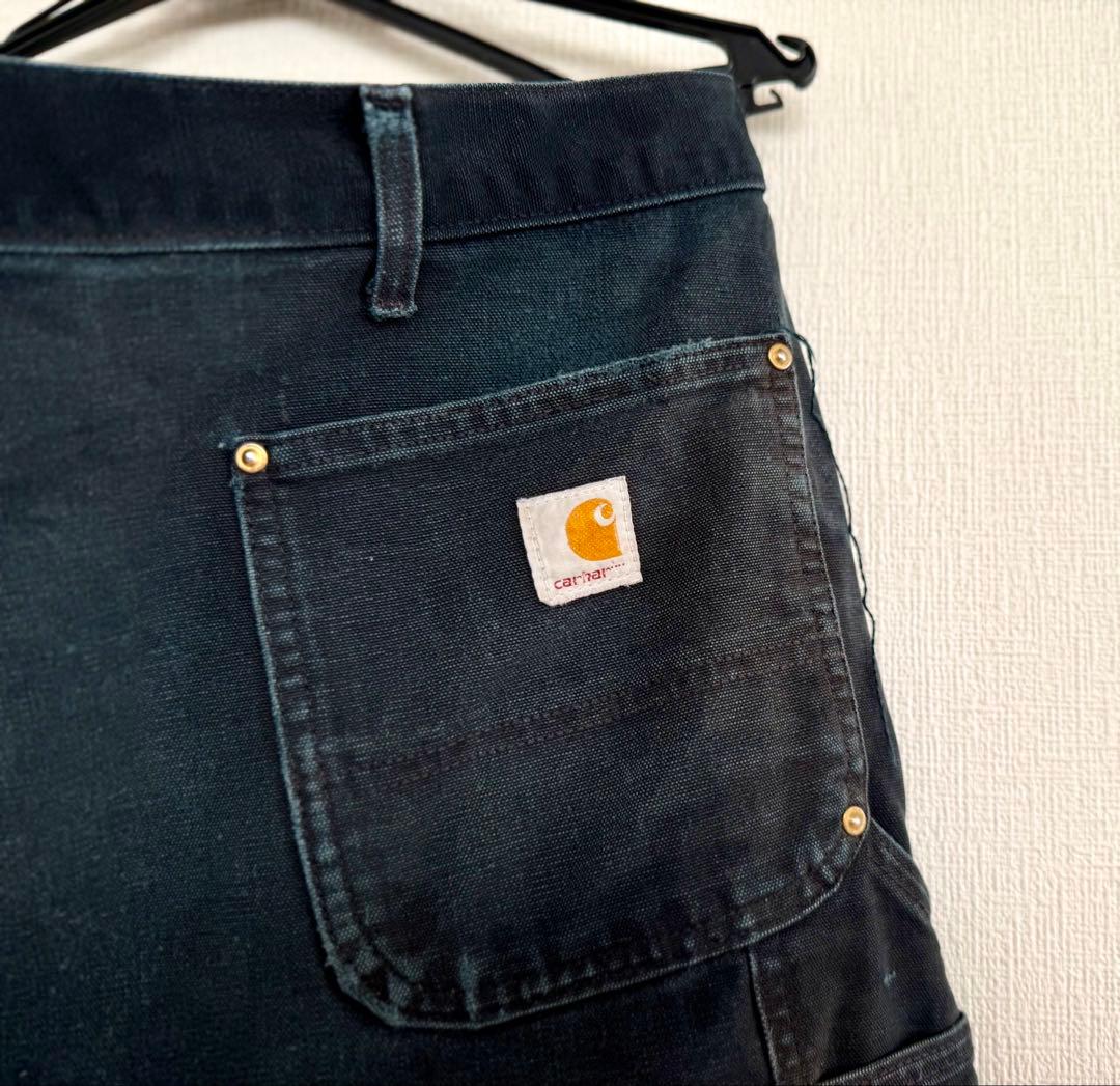 超スペシャル 42X30 W42 カーハート ダブルニー パンツ ブラック 黒