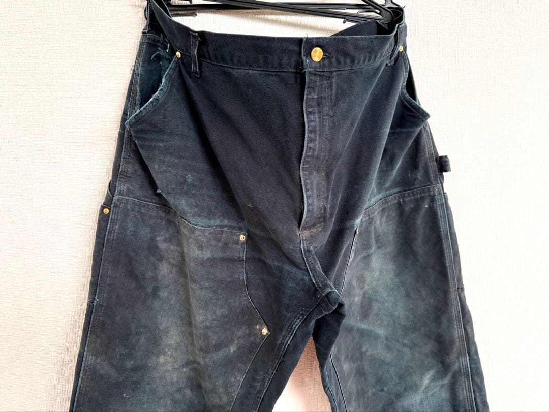 超スペシャル 42X30 W42 カーハート ダブルニー パンツ ブラック 黒