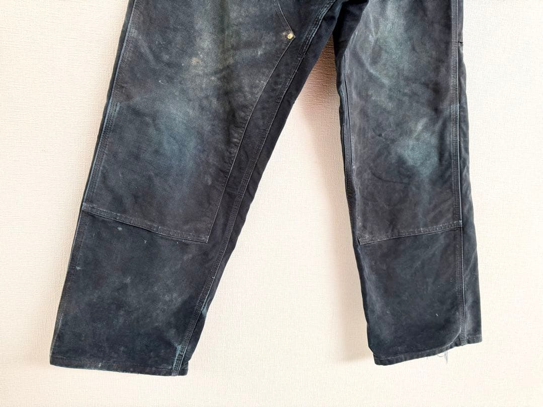 超スペシャル 42X30 W42 カーハート ダブルニー パンツ ブラック 黒