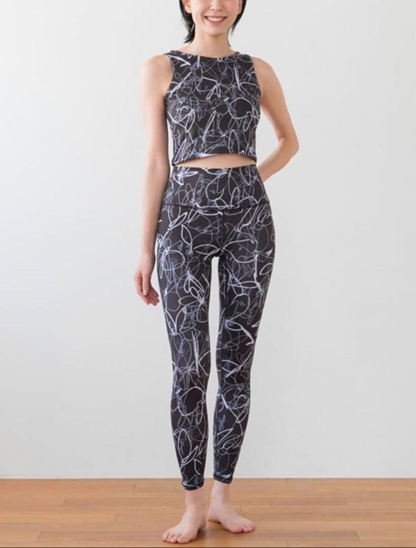 【即日発送】3点セット／リボンフラワープリントレギンス・ブラトップ・ヘアバンド