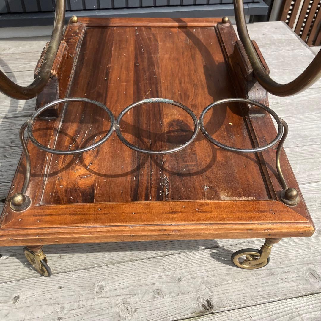 イタリアアンティーク 木製 トローリー サービスワゴン ワインラック 古木 古材