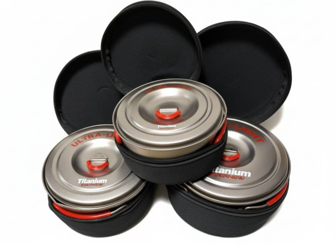 新品 EVERNEW チタンULクッカー３セット　ケース付