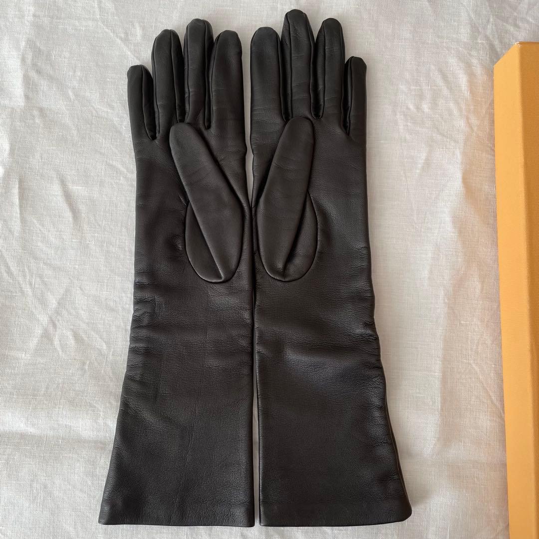 黒いレザー ロンググローブ 箱付き