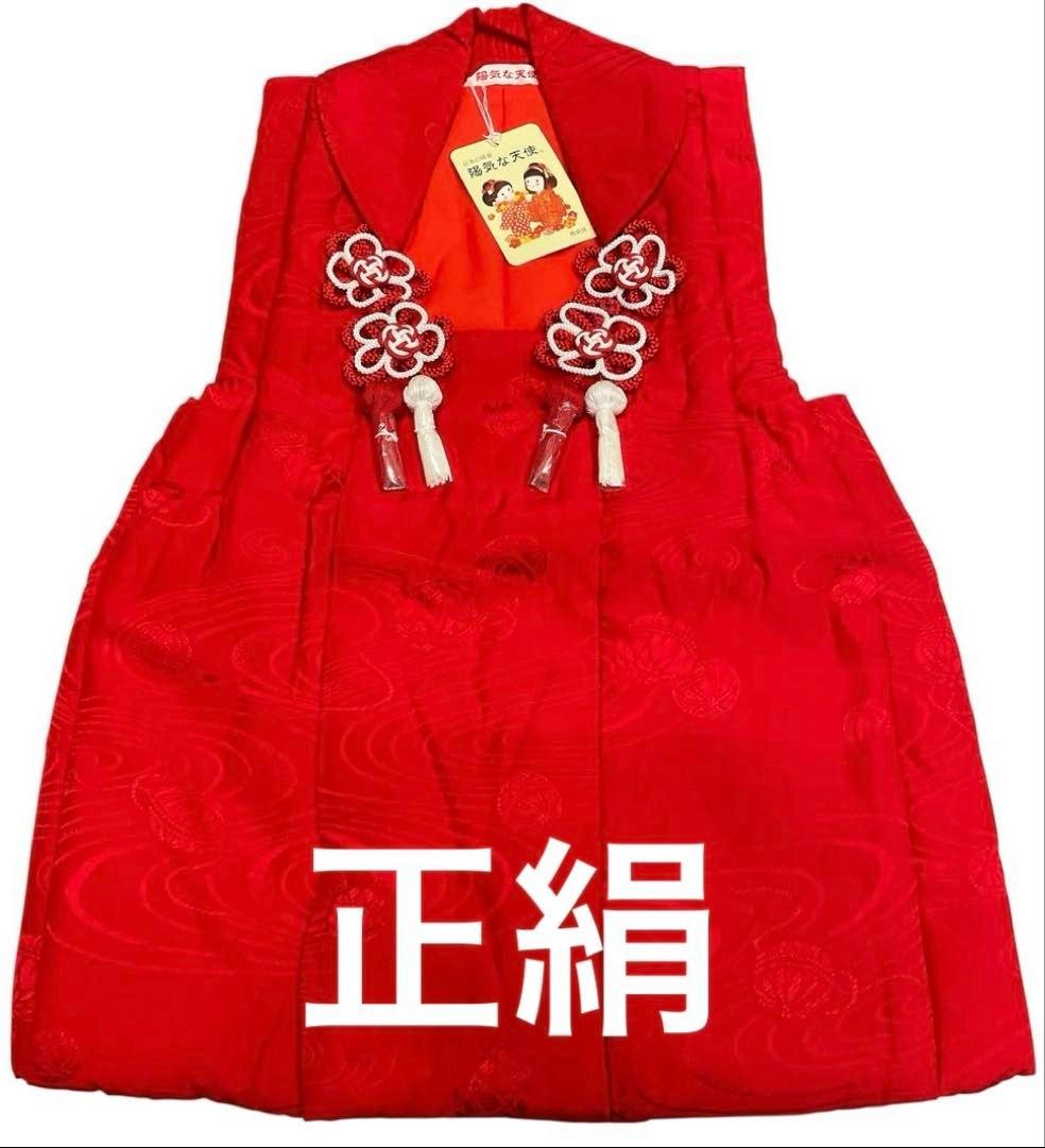 □七五三正絹女児用被布コート　手毬柄　赤