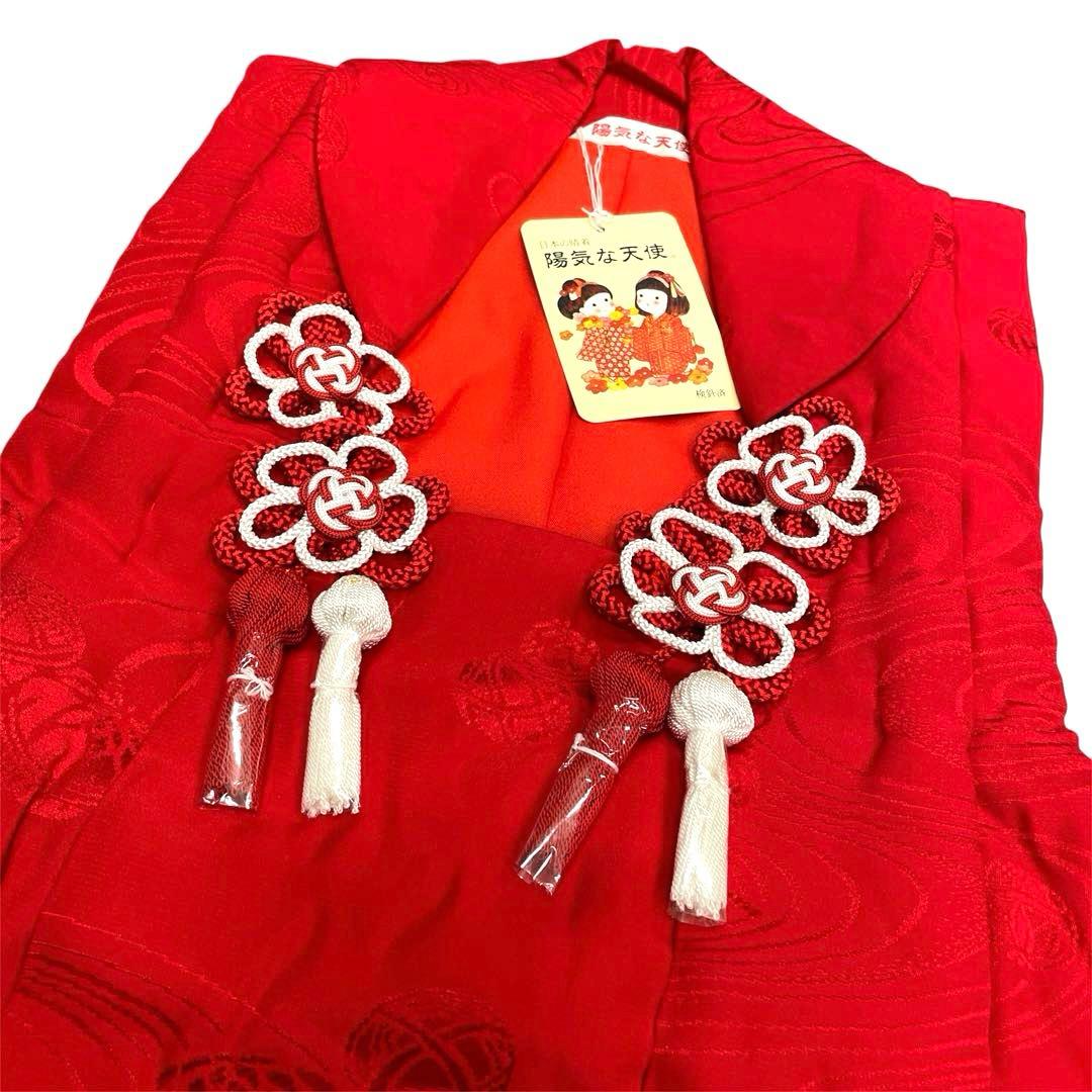 □七五三正絹女児用被布コート　手毬柄　赤