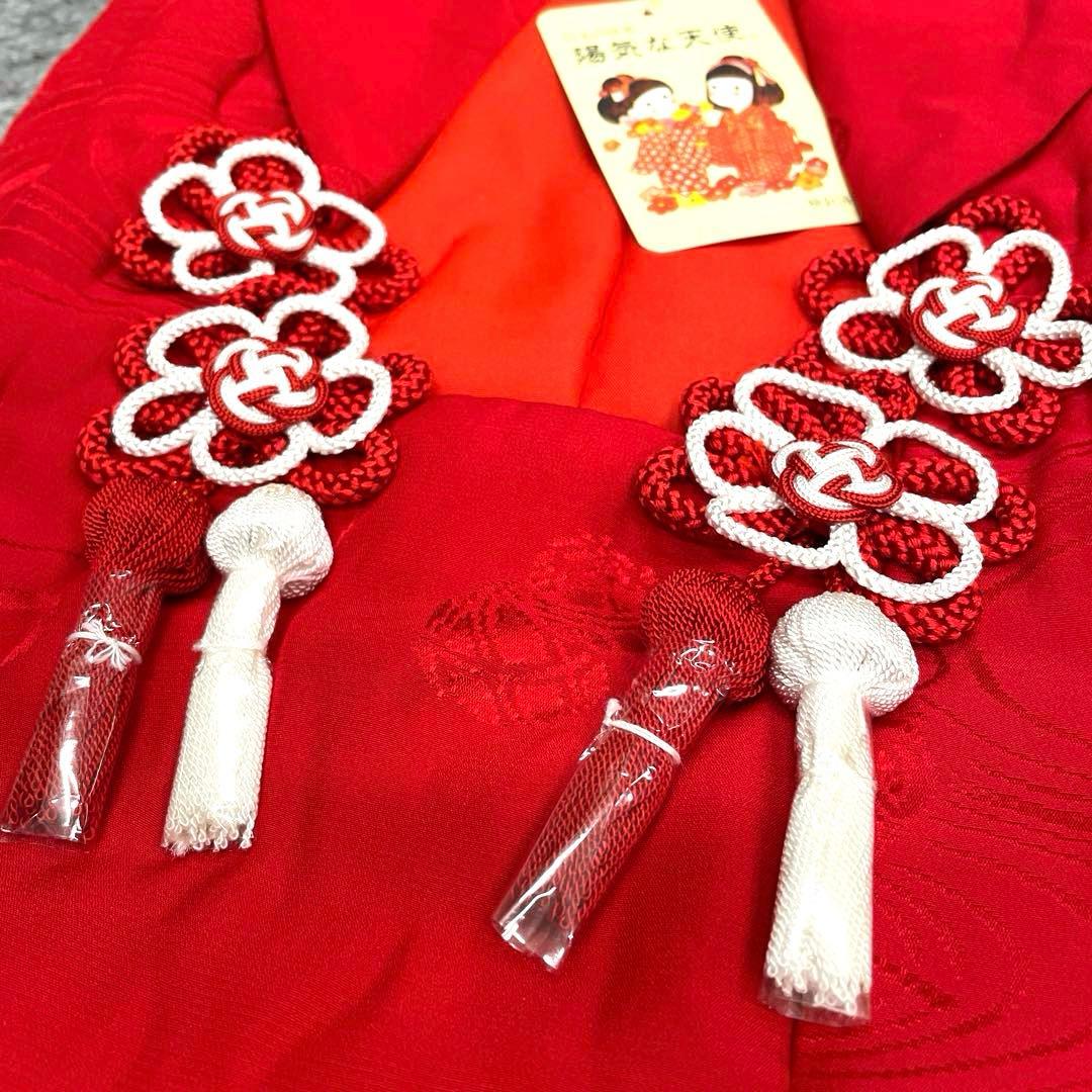 □七五三正絹女児用被布コート　手毬柄　赤
