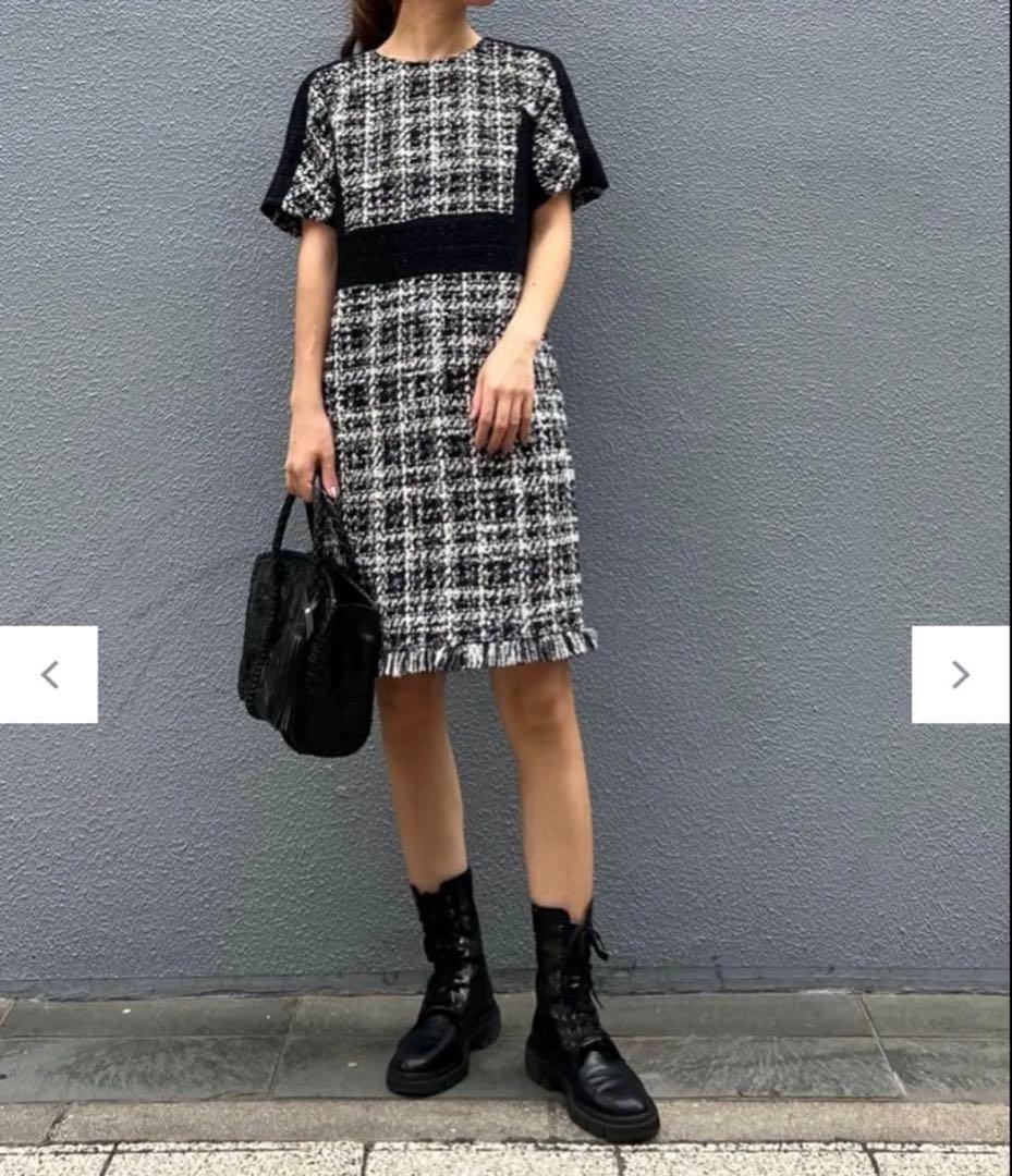 グレースコンチネンタル ラメツイードミニワンピ36