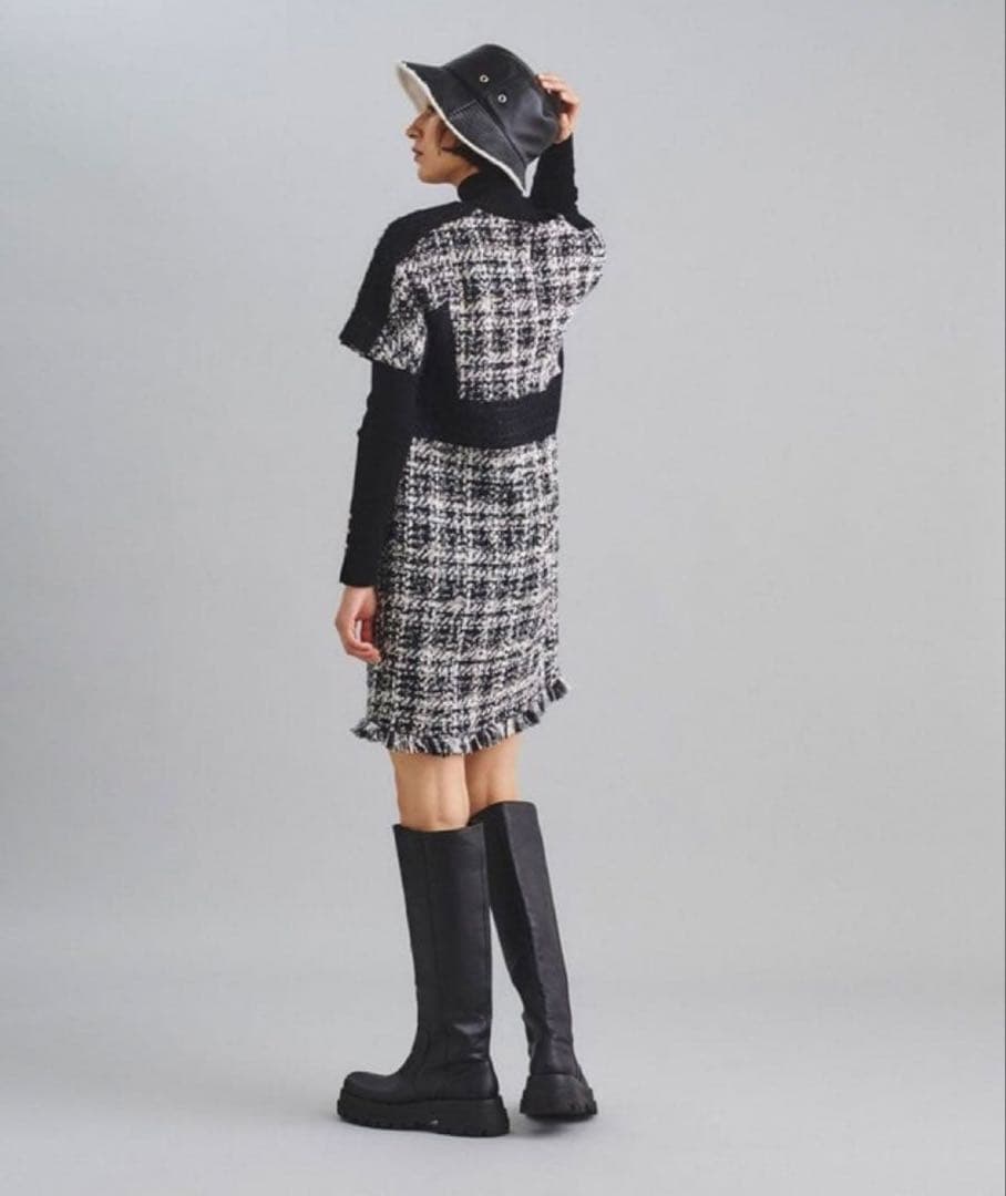 グレースコンチネンタル ラメツイードミニワンピ36