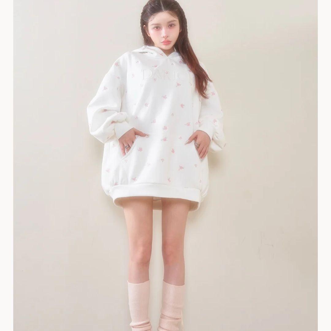 Darich ダーリッチ フラワーエンブロイダリービッグフーディ