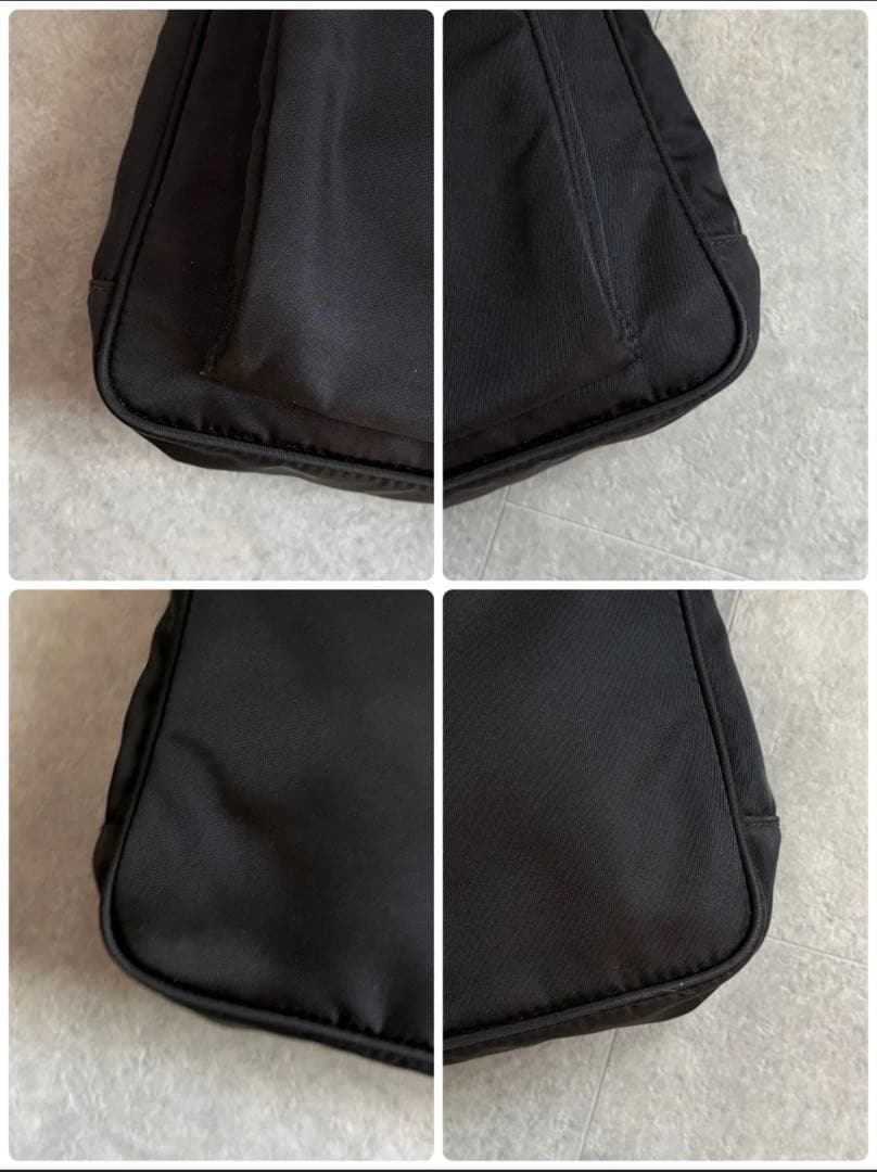 PRADA ブラック ナイロンショルダーバッグ　ゴールド