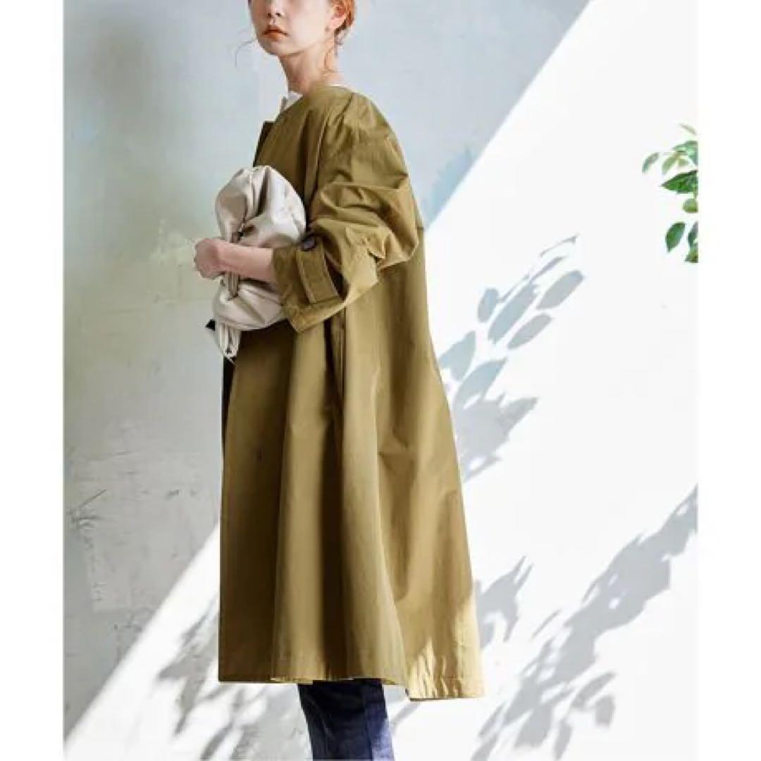 ジャーナルスタンダード　コットンナイロンギャバフレアコート　カーキ　38