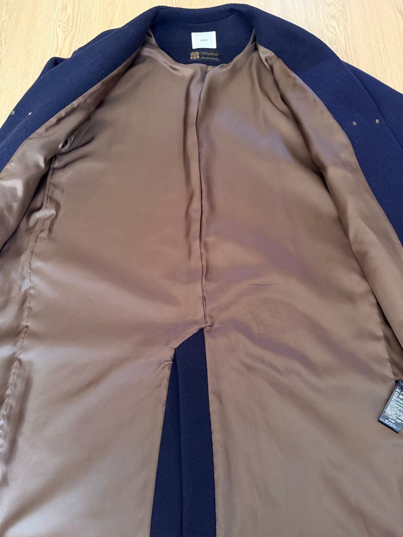 IÉNA 38 Manteco ネイビー ノーカラーコート