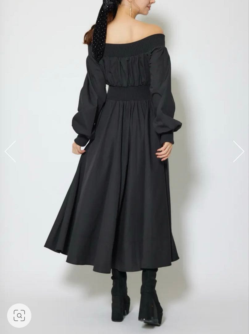 【新品】リエンダ rienda MA-1オフショルロングスリーブワンピース黒S