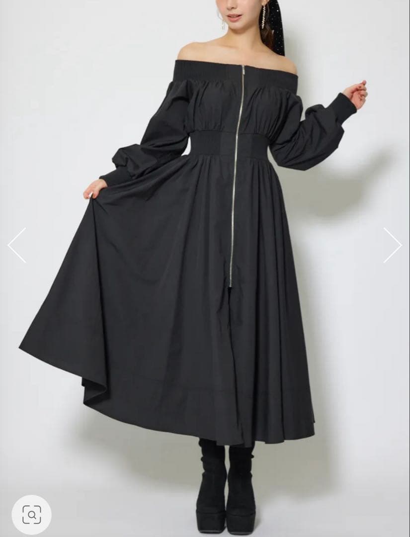 【新品】リエンダ rienda MA-1オフショルロングスリーブワンピース黒S