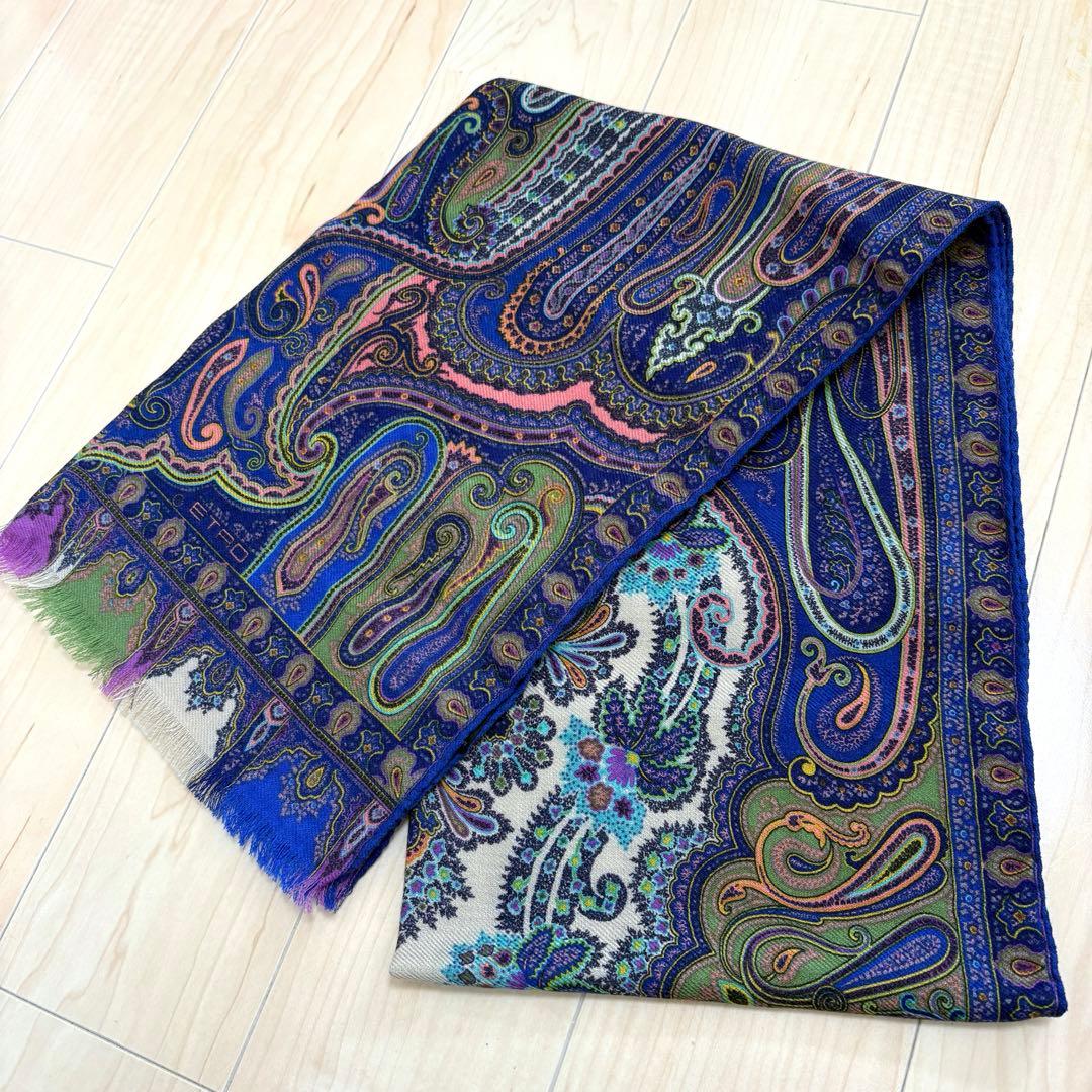 【新品箱付き】ETRO エトロ ペイズリー柄 ストール スカーフ シルク混