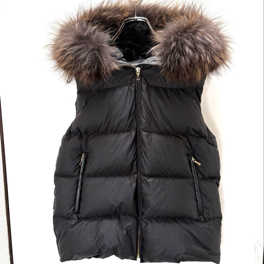 ナノユニバース　西川ダウン　ダウンベスト　2way ファー着脱可　サイズ38 黒