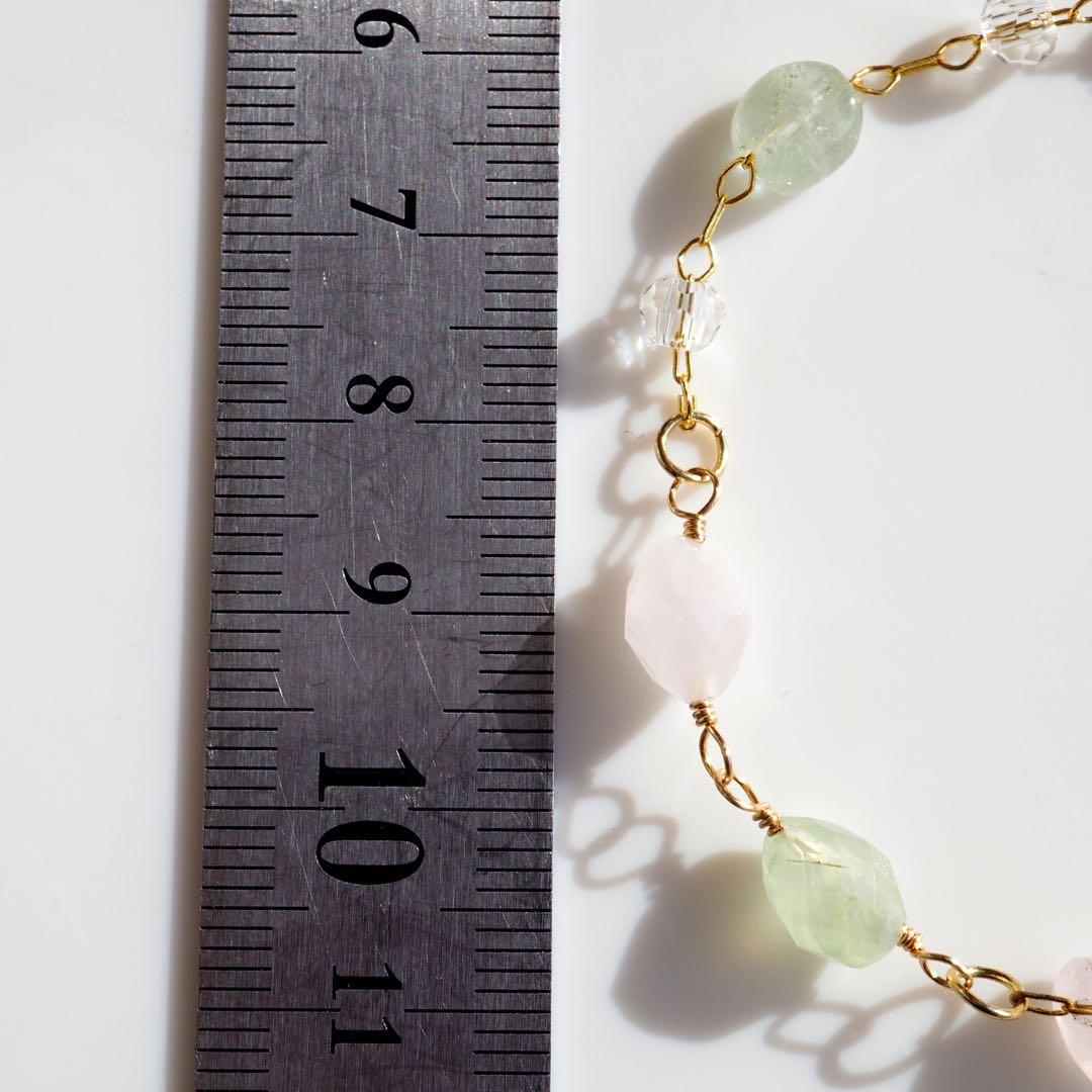 【Ruby】宝石質プレナイト×モルガナイトデザインブレスレット