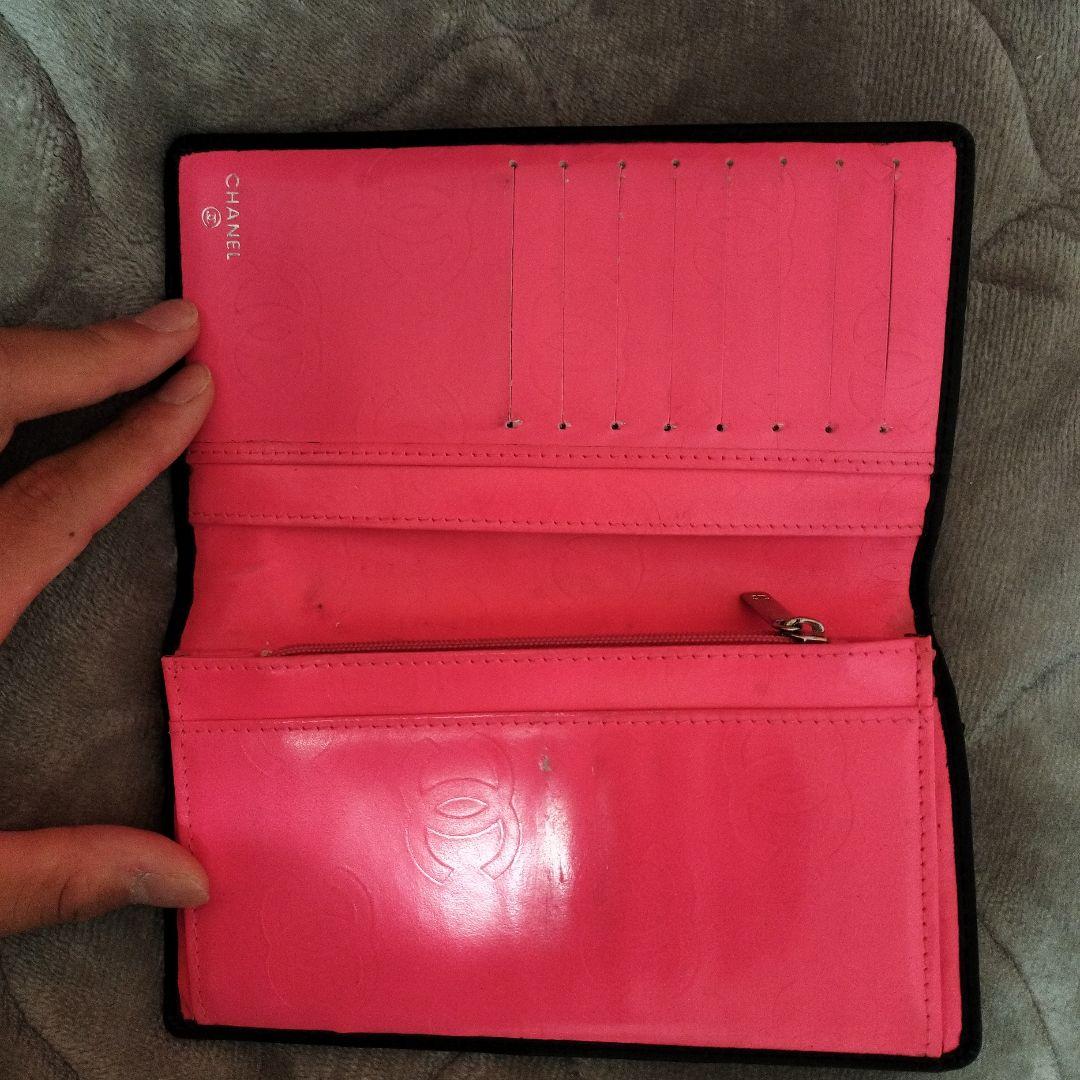 CHANEL 長財布 ブラック ピンク