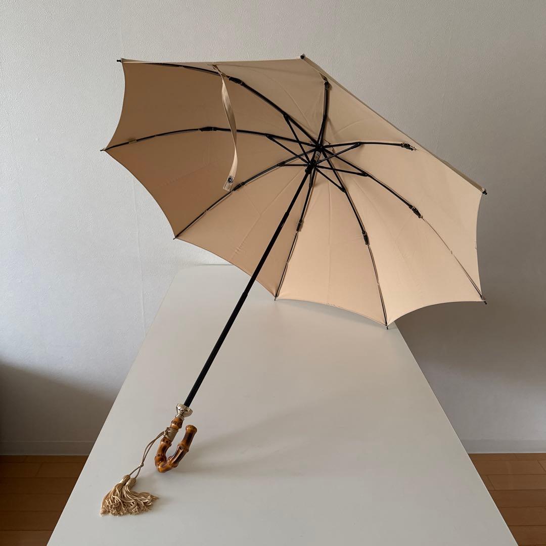 心斎橋みや竹 日傘 折りたたみ バンブーハンドル ベージュ