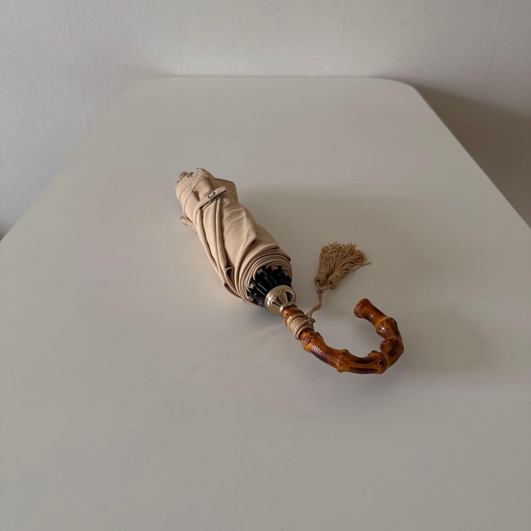 心斎橋みや竹 日傘 折りたたみ バンブーハンドル ベージュ