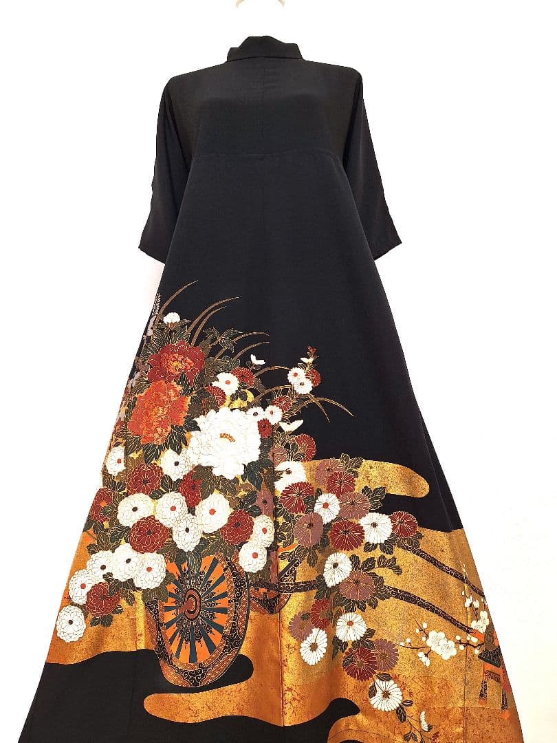 着物リメイクワンピース3633