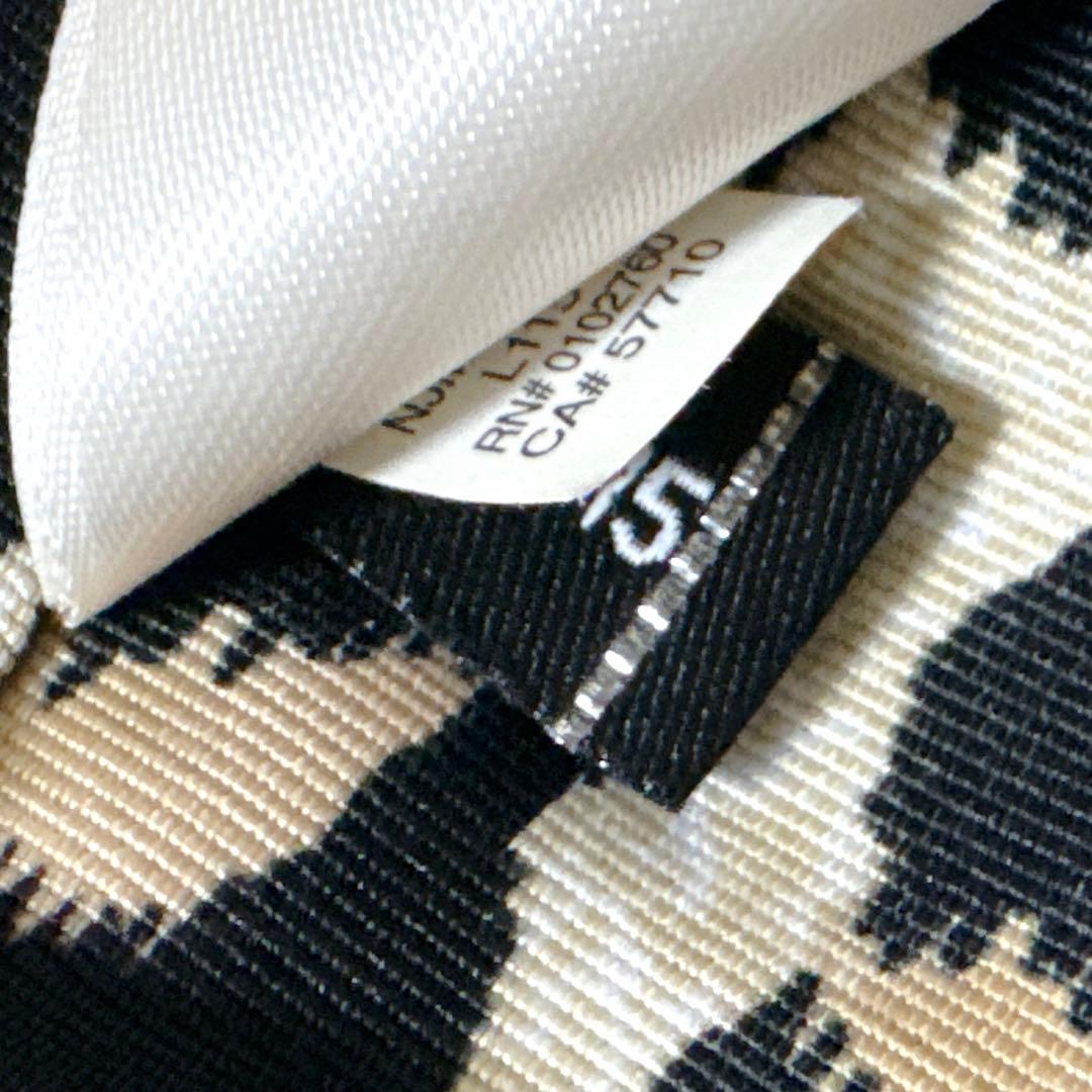 美品ケイトスペードリボンノーカラーロングコートレオパード柄ウール100%人気黒