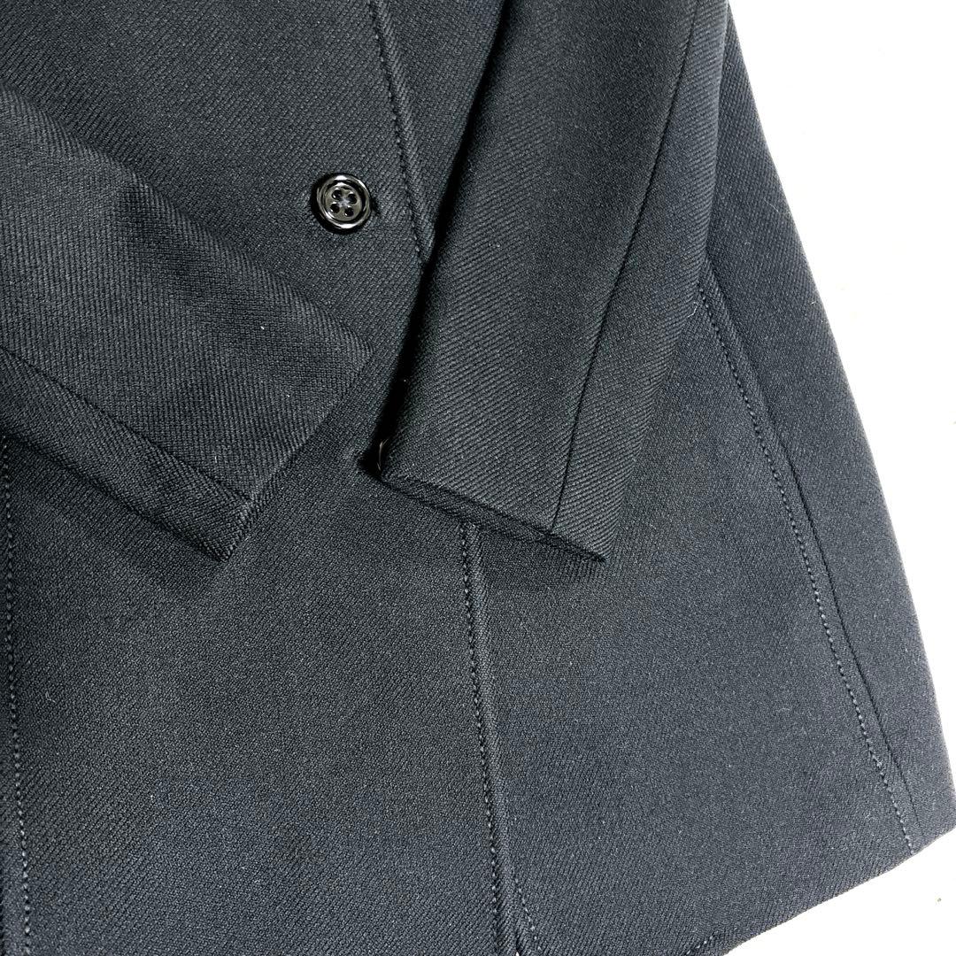 美品ケイトスペードリボンノーカラーロングコートレオパード柄ウール100%人気黒