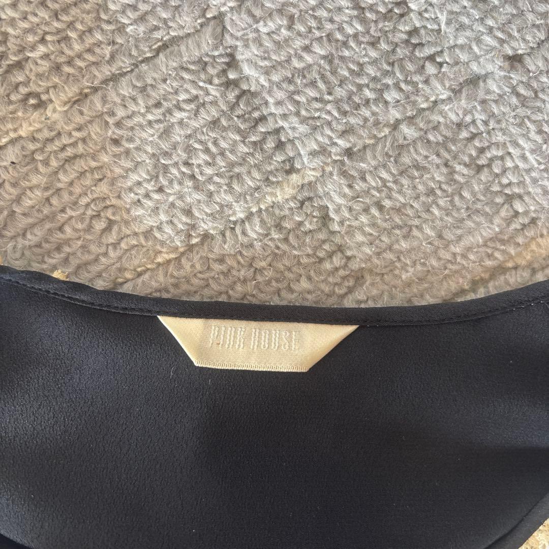 PINK HOUSE フリル襟 黒ロングワンピース