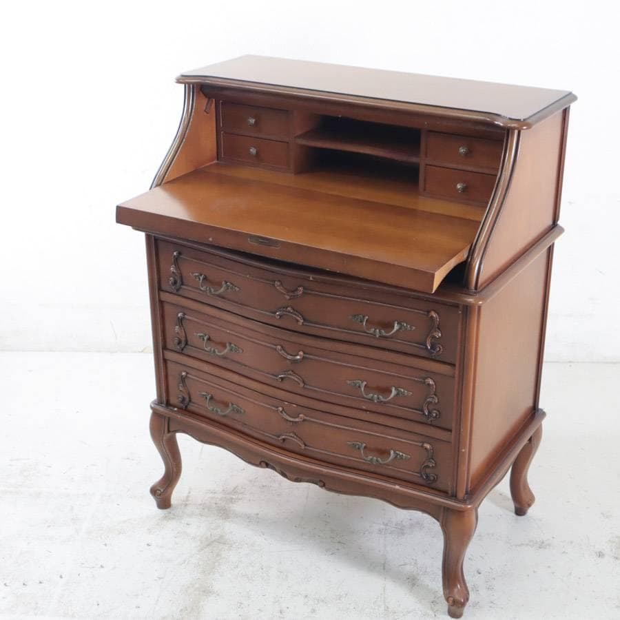 イタリア製 高級輸入家具 ライティングビューロー 鍵付き デスク 書斎