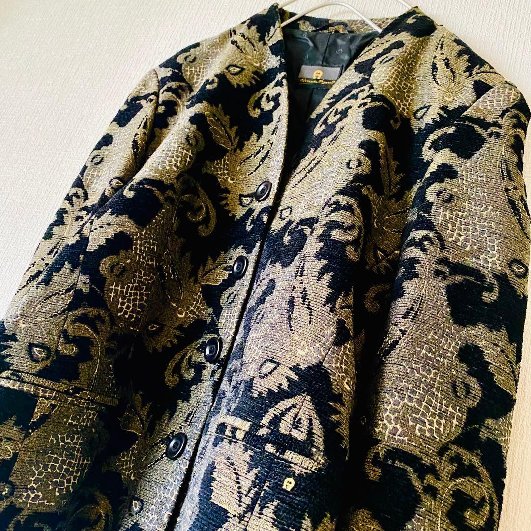 新品未使用✨◆AIGNER◆20万 シルクジャガード ノーカラージャケット38
