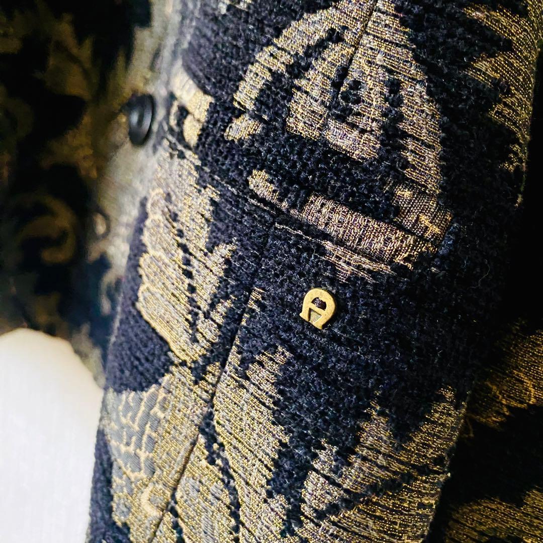 新品未使用✨◆AIGNER◆20万 シルクジャガード ノーカラージャケット38