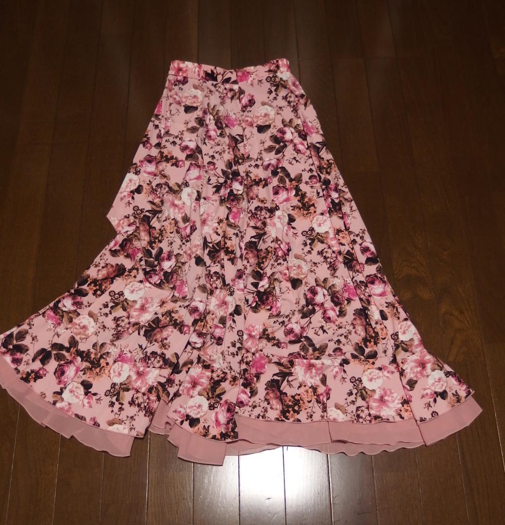 【社交ダンス】チャコット　 Dance　ピンク花柄プリント　スカート