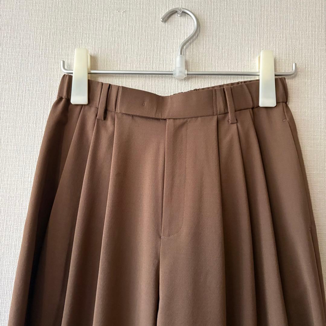 【美品】毛ポリエステルブレンド ワイドタックパンツ BEAUTY & YOUTH