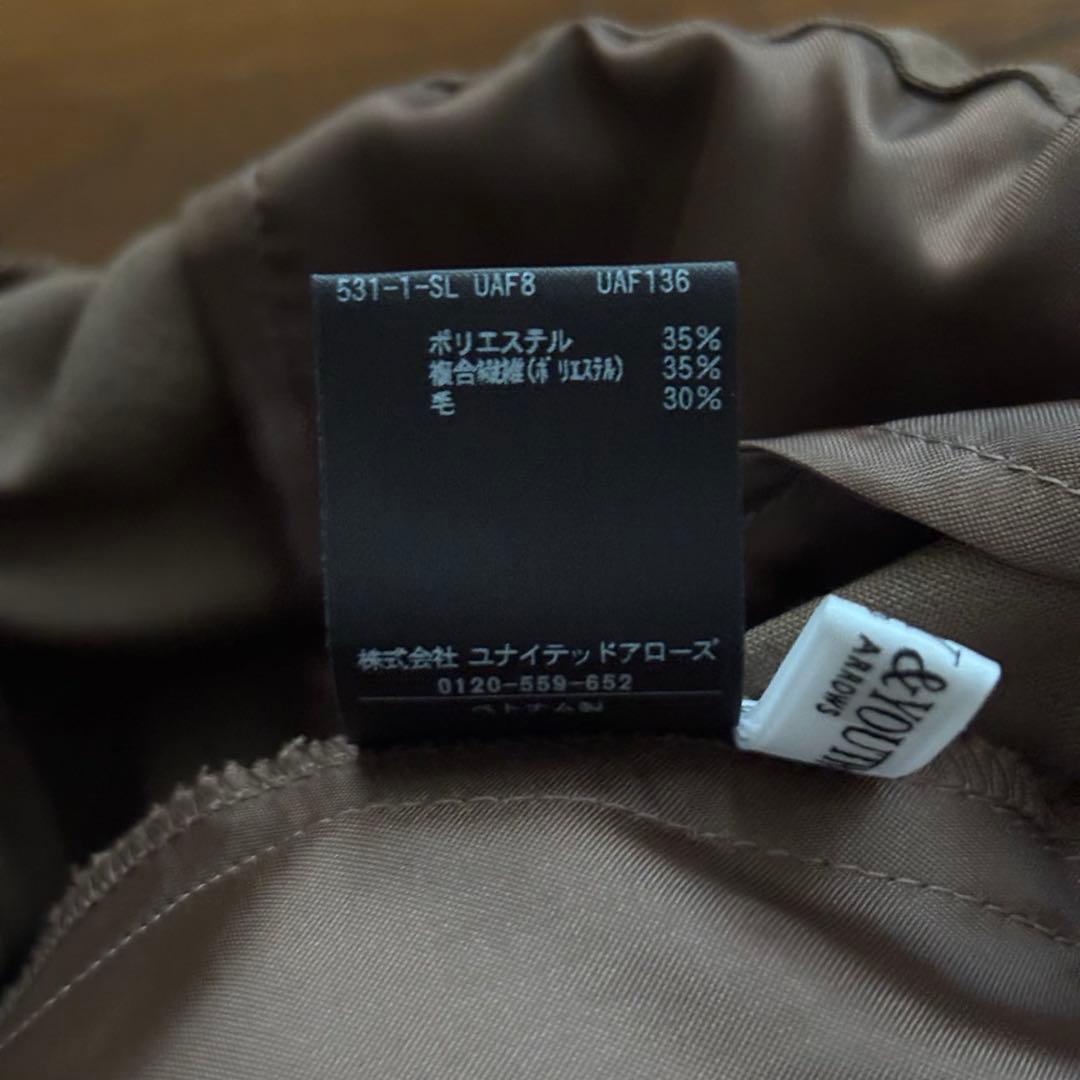 【美品】毛ポリエステルブレンド ワイドタックパンツ BEAUTY & YOUTH