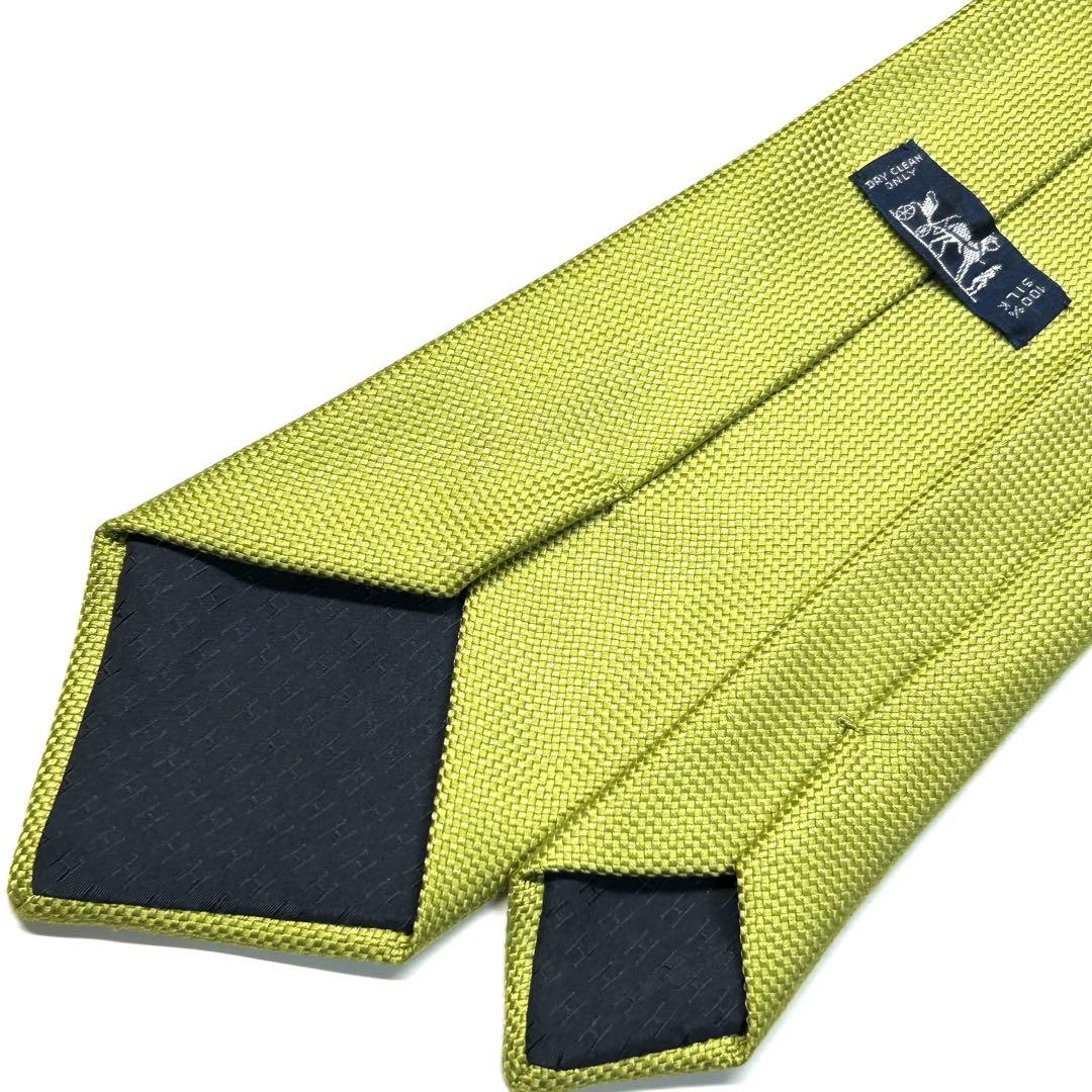 【未使用に近い✨】エルメス ネクタイ グリーン 無地 ファソネ 肉厚生地 シルク