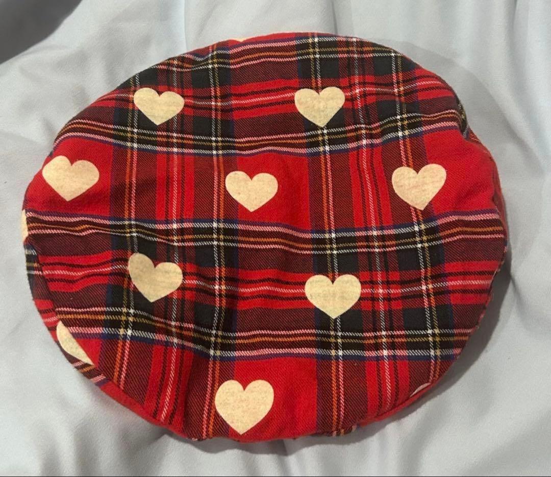 HEIHEI ハートチェック ベレー帽 赤