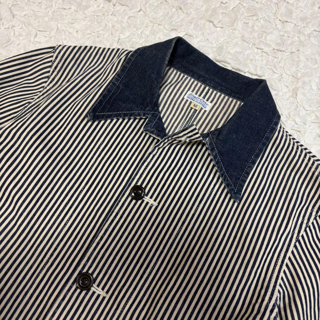 シュガーケーンウォバッシュストライプエンジニアジャケット　デニム切替