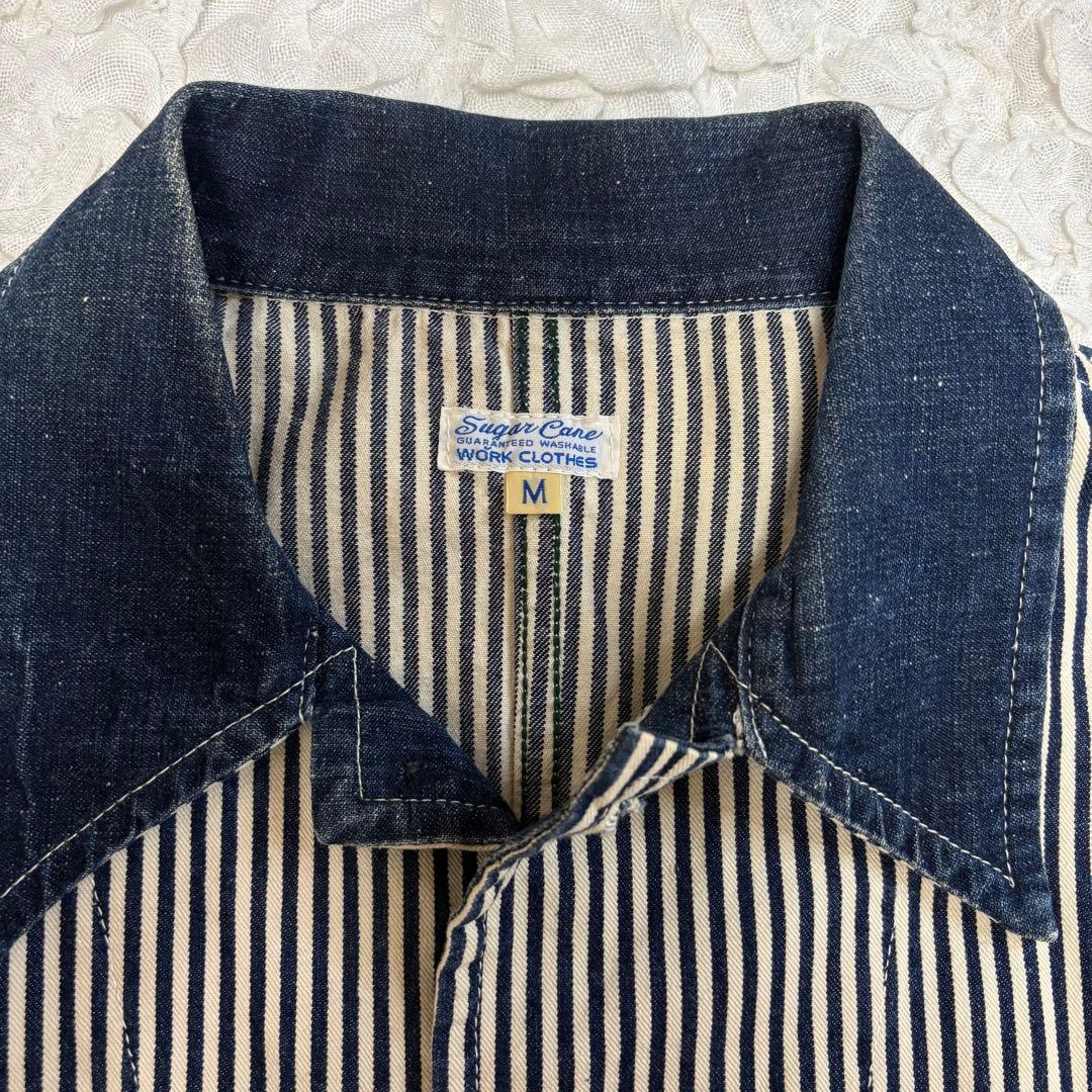 シュガーケーンウォバッシュストライプエンジニアジャケット　デニム切替