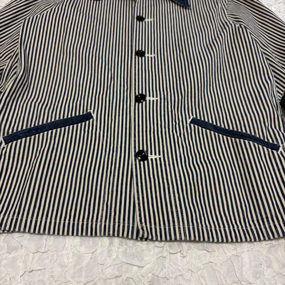 シュガーケーンウォバッシュストライプエンジニアジャケット　デニム切替