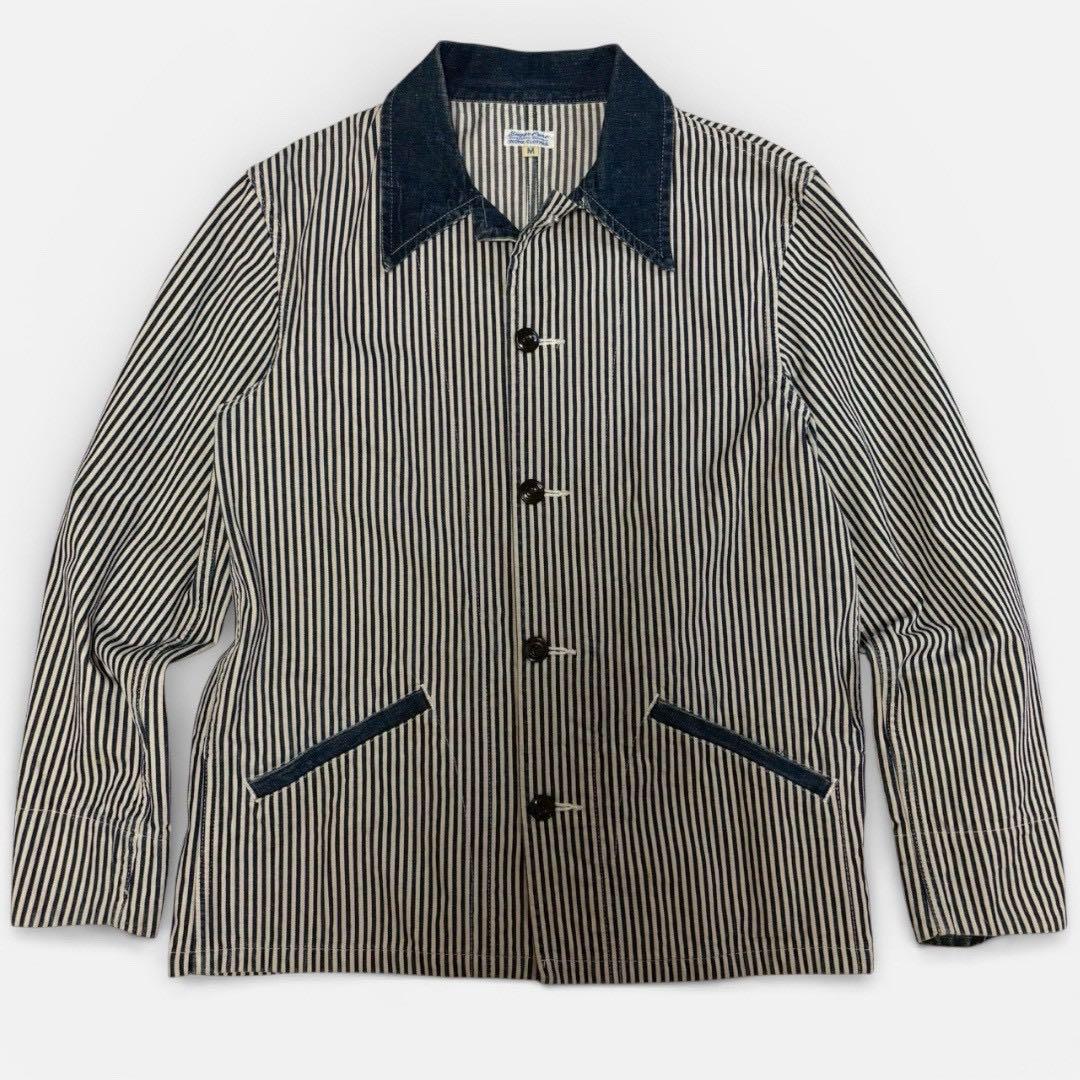 シュガーケーンウォバッシュストライプエンジニアジャケット　デニム切替