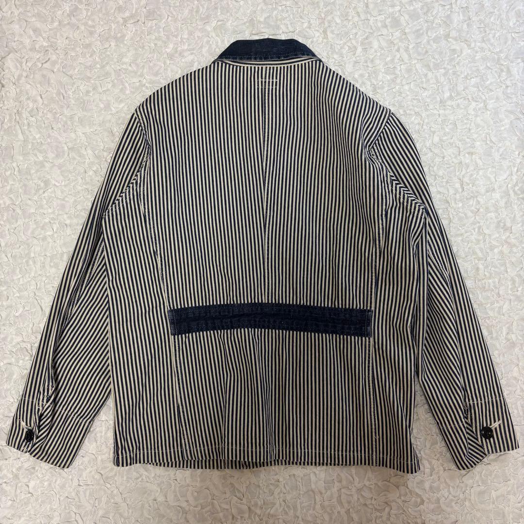シュガーケーンウォバッシュストライプエンジニアジャケット　デニム切替