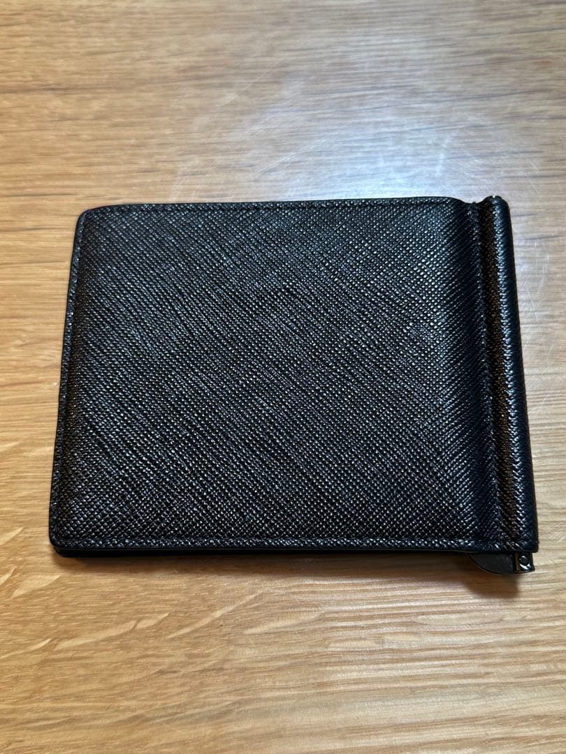 極美品 PRADA マネークリップ サフィアーノレザー ブラック