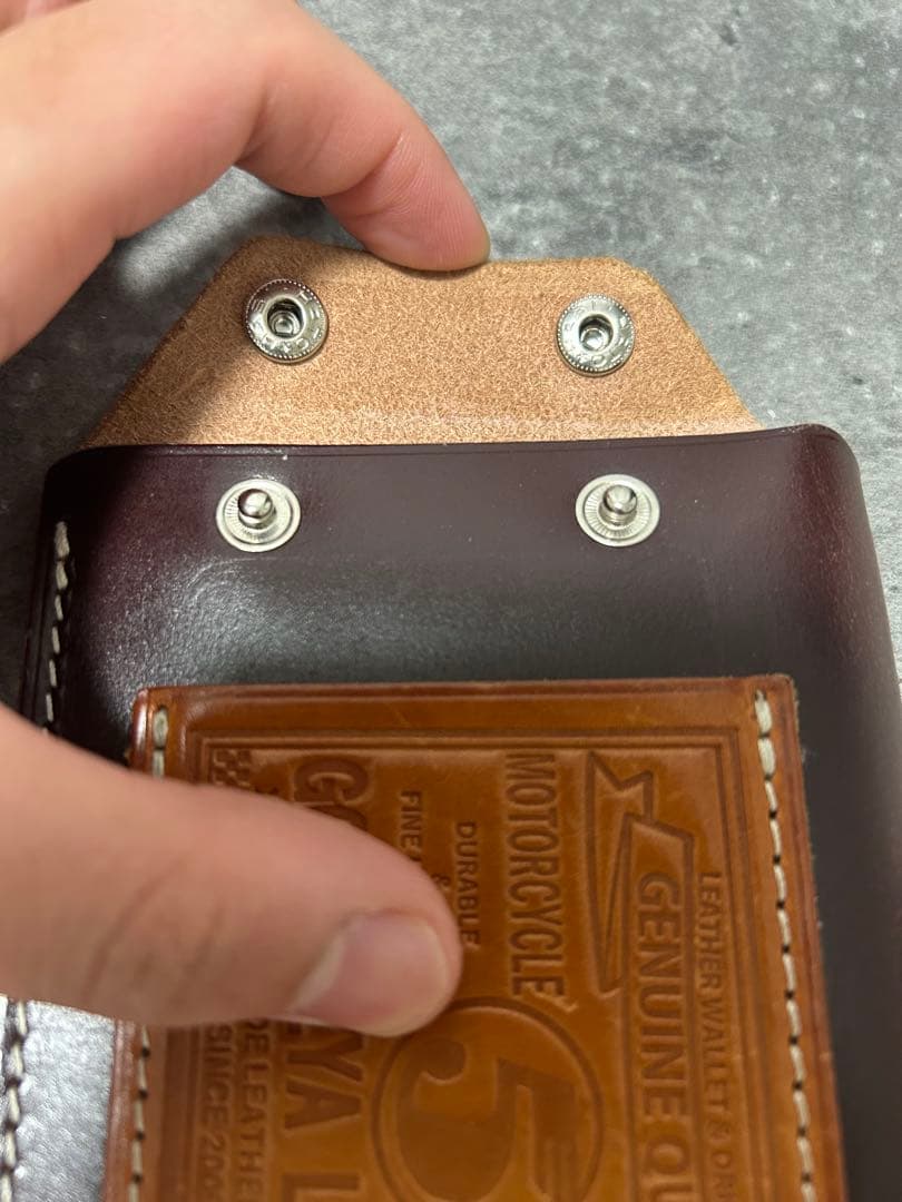 五助屋レザー　ライダースミニウォレット改　ワインモデル　ナチュラル　即購入OK