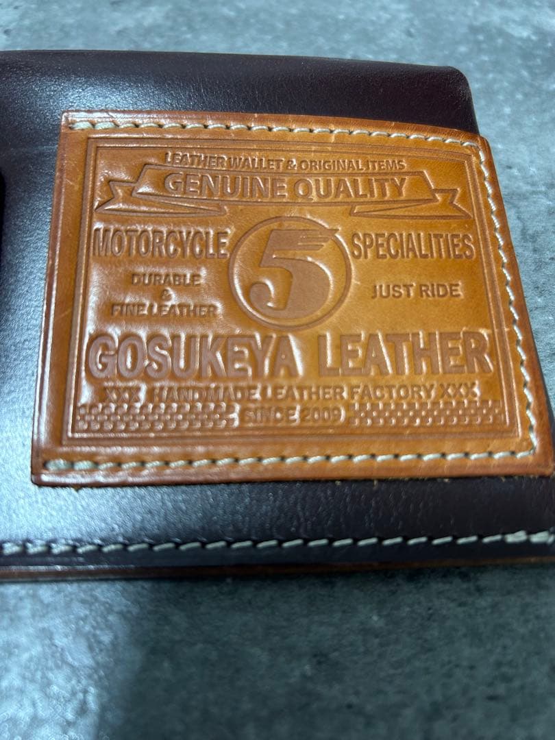 五助屋レザー　ライダースミニウォレット改　ワインモデル　ナチュラル　即購入OK