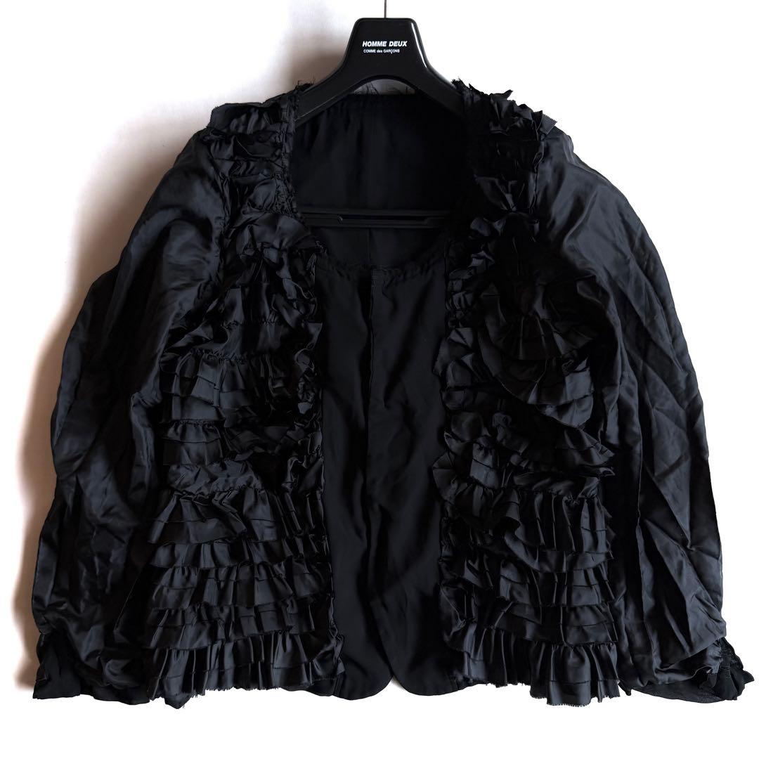 《新品》 コムデギャルソン コムコム ポリ縮 フリル ノーカラージャケット M