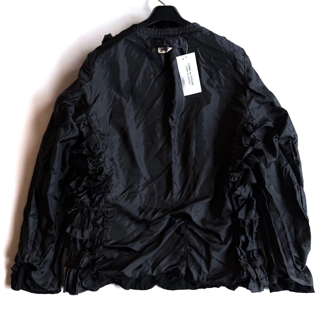 《新品》 コムデギャルソン コムコム ポリ縮 フリル ノーカラージャケット M