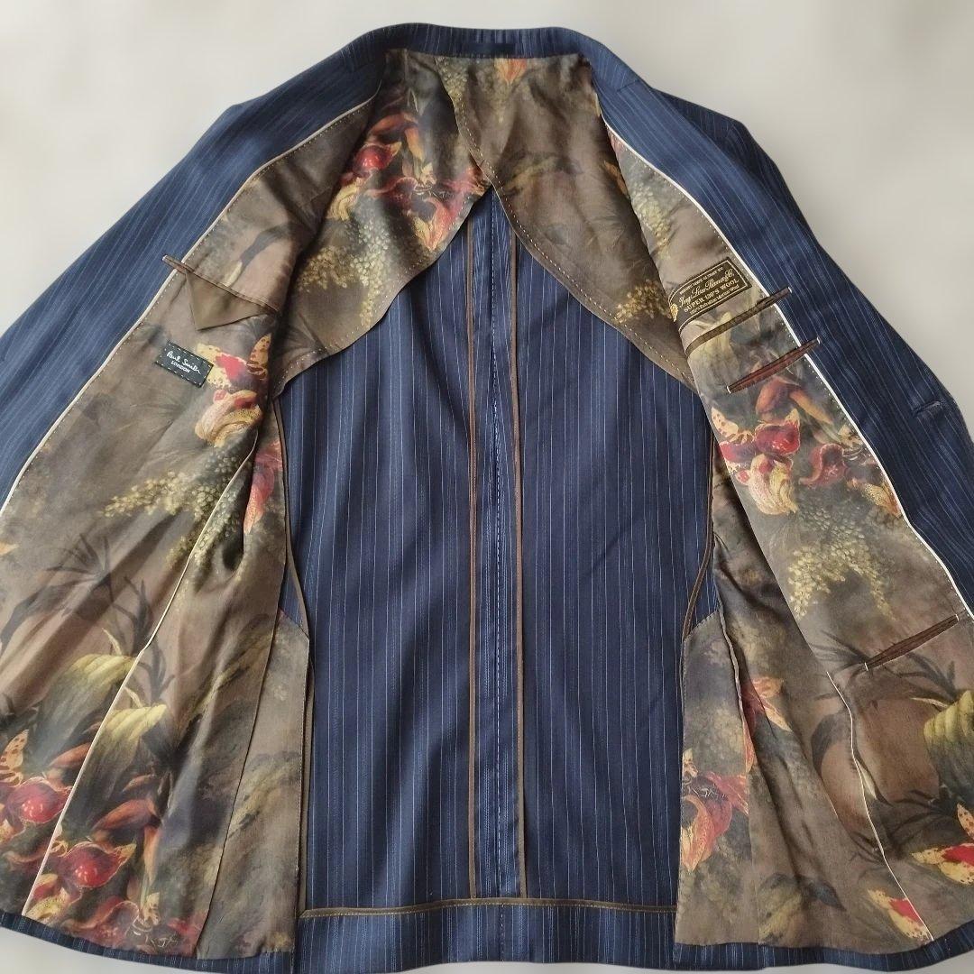極美品✨ポールスミス×ロロピアーナ スーツ 花柄 SUPER130's 紺 XL